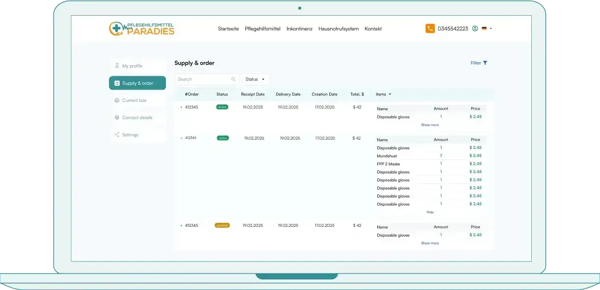 Patienten-Dashboard im Laptop